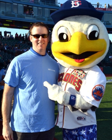 Dr. Corcoran with the Brooklyn Cyclones mascot
