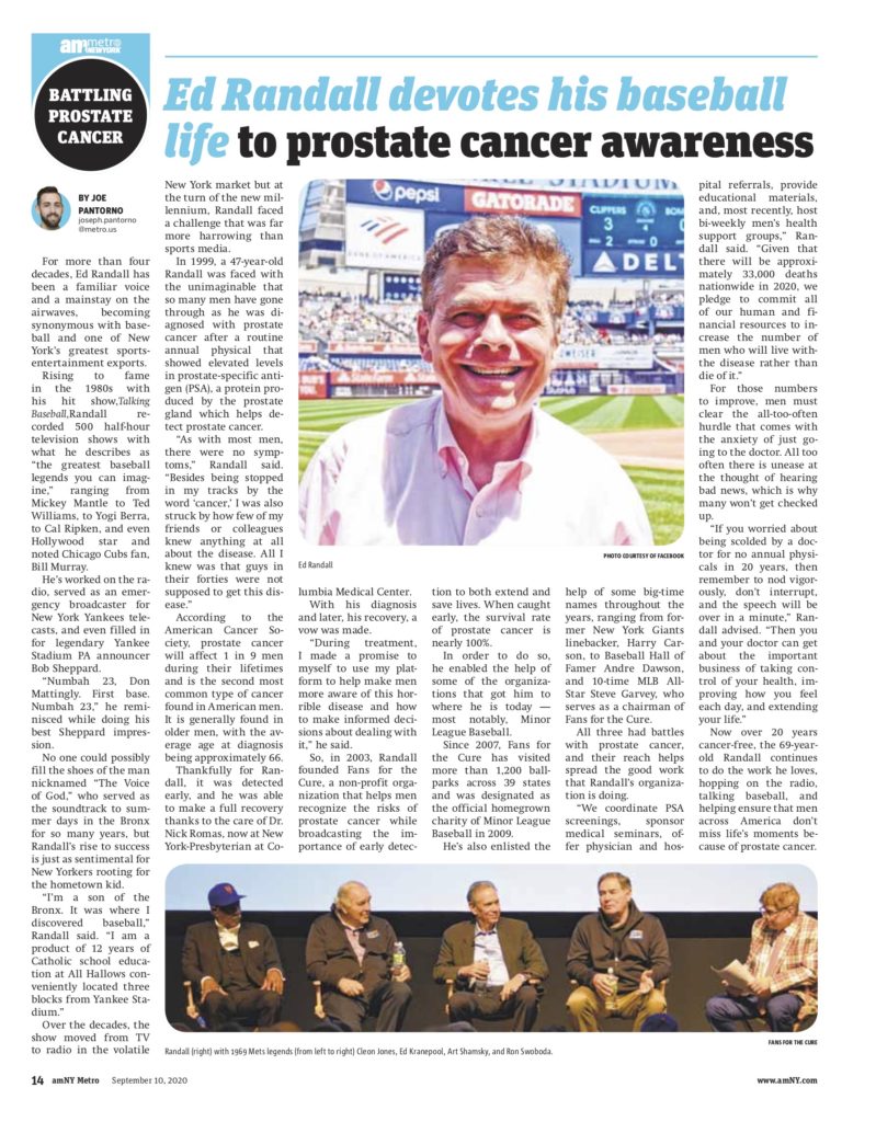 Article about Ed Randall and Fans for the Cure in amMetro NY