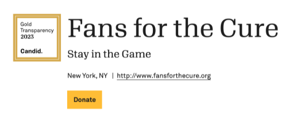 Fans for the Cure Gold rating for transparency