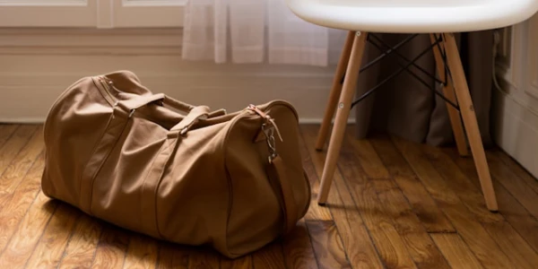 A travel bag on the floor