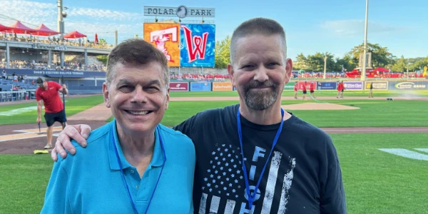 Ed Randall and Peter Jermain threw out the first pitches of the WooSox game.