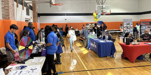 The annual health fair at Lawrence Middle School in Hempstead, New York